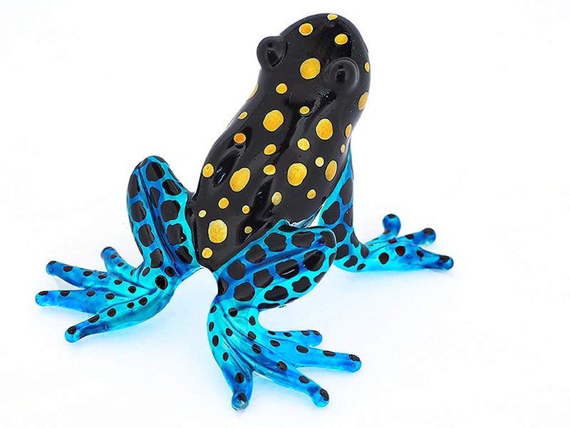 ZOOCRAFT Glass Frog Figurines Collectibles Poison Dart Hand Blown Painted Art Animals Miniature Garden Decor Statue Animal Blue - Image 2